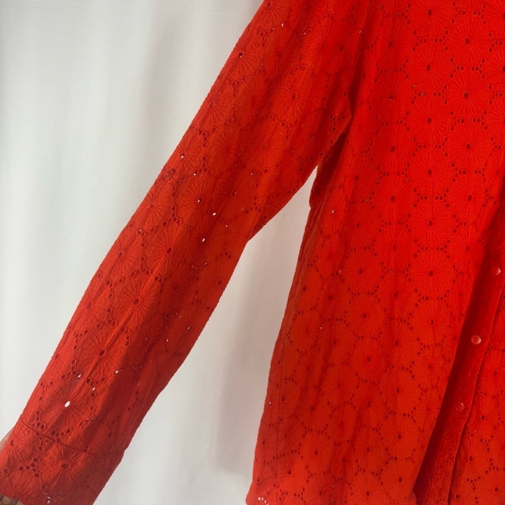 Artelier Nicole Miller | Tops 100% Cotton ArtelierEmbroidered Sz:L Orange - Picture 6 of 14